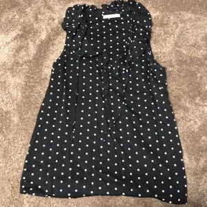 Black/tan polka dot sleeveless top